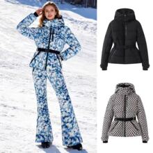 速卖通跨境外贸欧美女装秋季冬新款多色滑雪系列束腰连帽棉服外套
