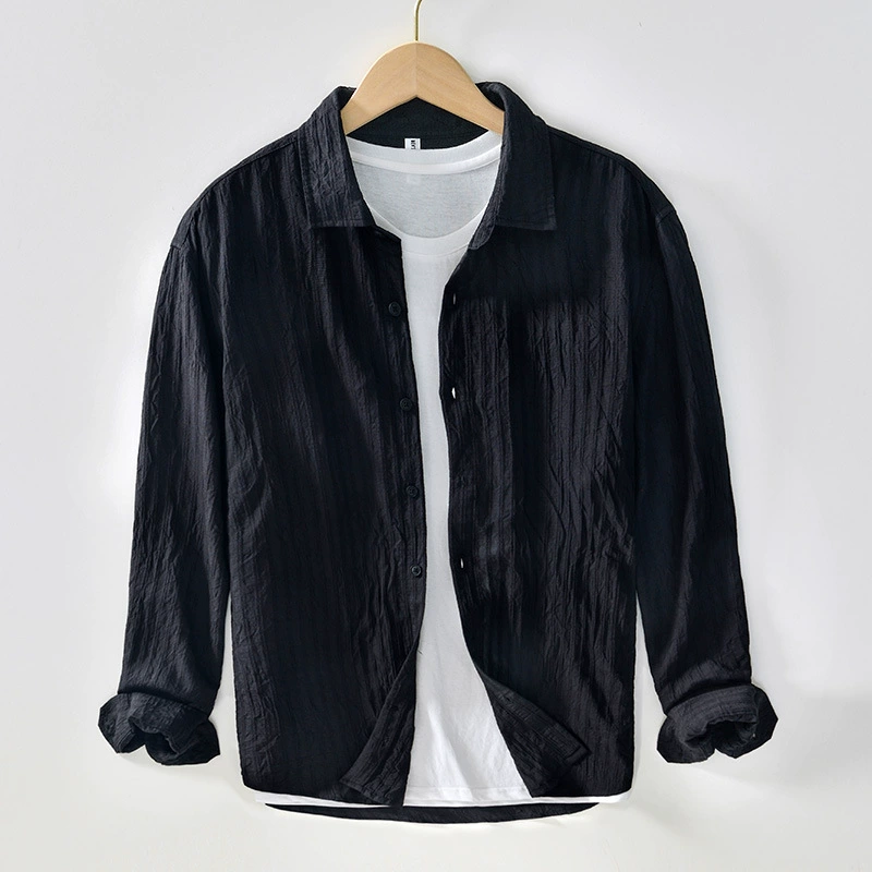 1005 свежая Базовая литературная Однотонная рубашка с длинным рукавом из искусственного хлопка тонкая рубашка Джокера поколение волос