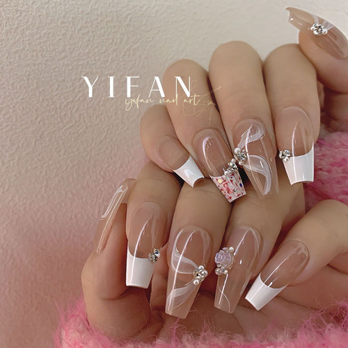 Silky smoke ribbon nail stickers: Delicate ballet nails with sheer, alluring adhesive backing