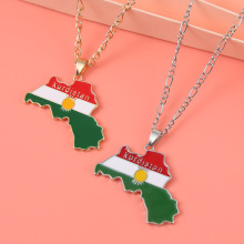速卖通Amazon新款库尔德斯坦男士地图项链锌合金滴油几何地图吊坠