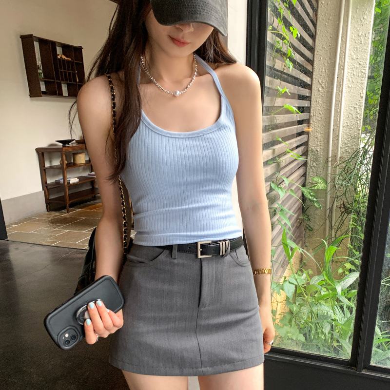 European Discount Unique Halterneck Camisole for Women 2025 Summer New Style Outer Wear High-End Slim Sleeveless Backless European Discount Unique Halterneck Camisole for Women 2025 Summer New Style Outer Wear High-End Slim Sleeveless Backless