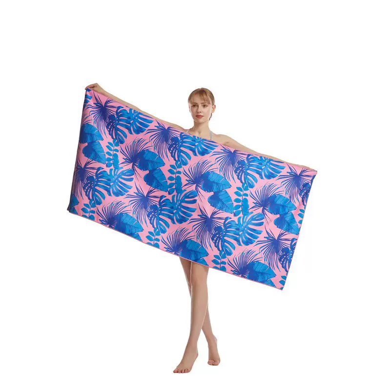 双面绒印花沙滩巾时尚高清数码图案海滩巾可印LOGO柔软吸水游泳巾
