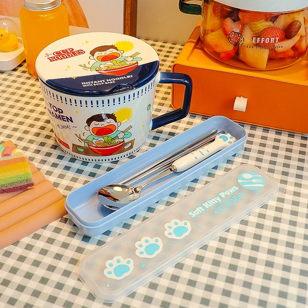 Boys eat noodles (blue)+blue cat claw 2 sets