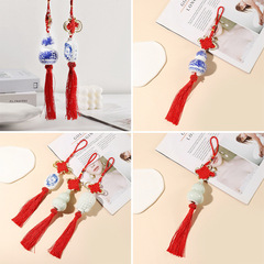 Jingdezhen porcelain blue and white porcelain tassels/carpet hooks ancient style live broadcast stall supply ethnic style ancient style gourd