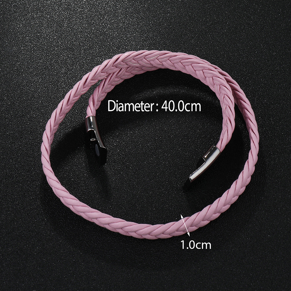 Simple Style Solid Color Pu Leather Plating Gold Plated Men's Bracelets display picture 5