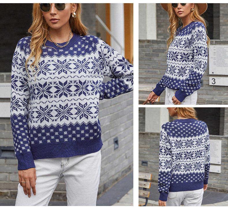 autumn and winter snowflake jacquard sweater nihaostyles wholesale Christmas costumes NSMMY82664