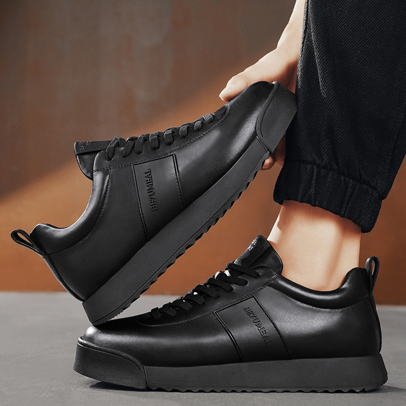 2025 Diseñador Four Seasons Black Samurai Zapatos Forrest Gump transpirables de cuero Ropa de trabajo al aire libre antideslizante Zapatos casuales para hombres de moda