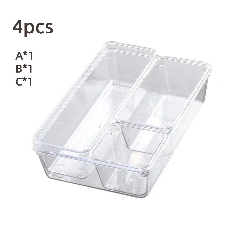 Organize transparent plastic kitchen supplies desk cleaning office multifunctional drawer PET storage box
