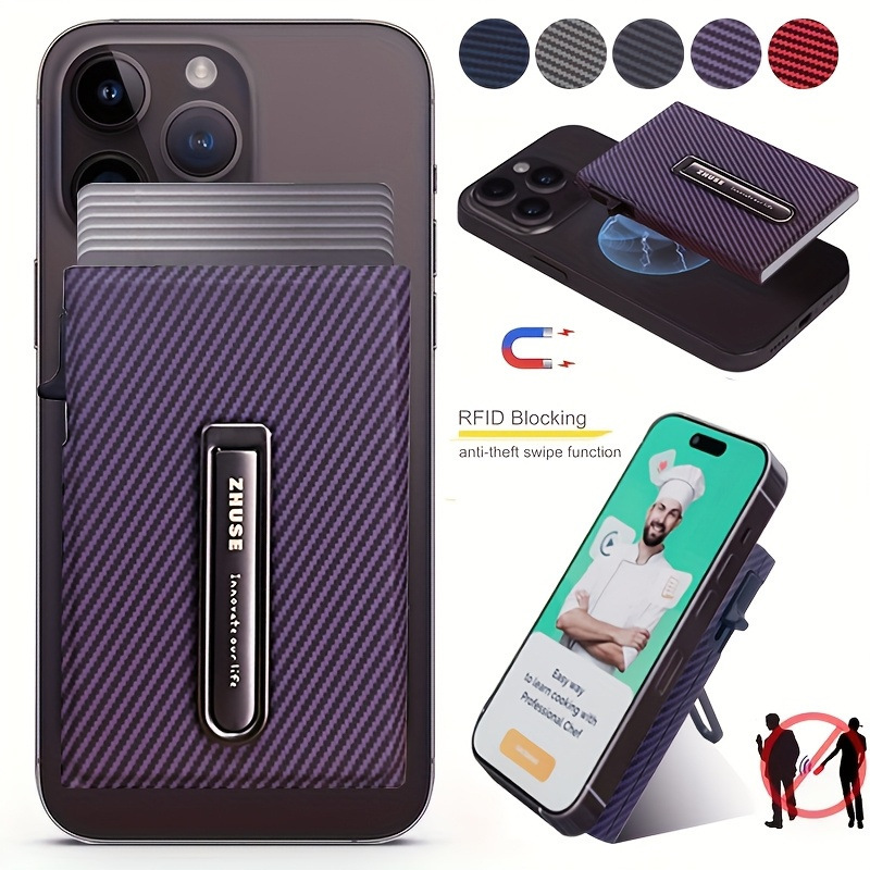 Cross-Border Hot-Selling Magnetic Aluminum Alloy Card Holder Anti-Theft Magsafe Card Case Suitable for iPhone Pu Leather Wallet Cross-Border Hot-Selling Magnetic Aluminum Alloy Card Holder Anti-Theft Magsafe Card Case Suitable for iPhone Pu Leather Wallet