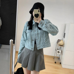 25年春 コージェア レディース デニムジャケット 刺繍入り ジャカード ショート丈 万能 着痩せ効果あり トップス 清新で甘いスタイル