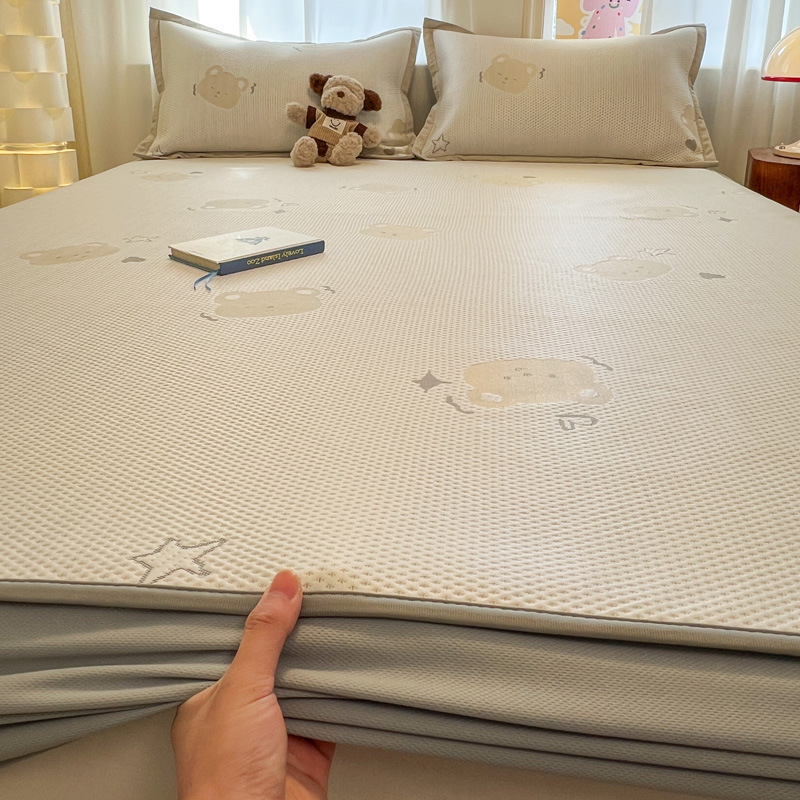 Summer Mat Set, Three-Piece Pe Mat Set, Pe Cool Bean Soft Mat, Class a Infant Air-Conditioned Mat, Washable