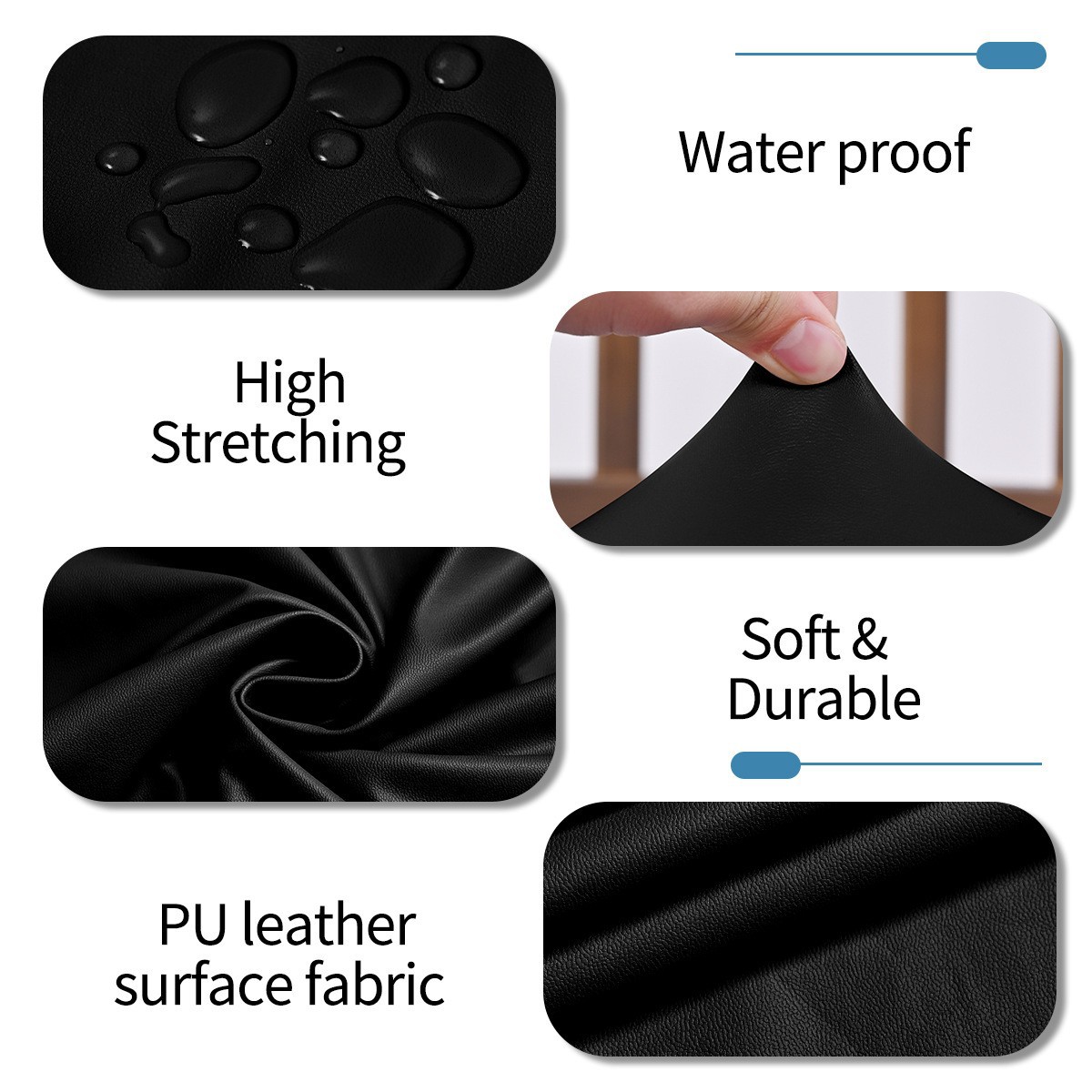 Funda elástica de PU de color sólido para silla de respaldo bajo, impermeable, antiarañazos para gatos, funda para taburete de bar, funda para taburete alto de cocina, funda para silla giratoria