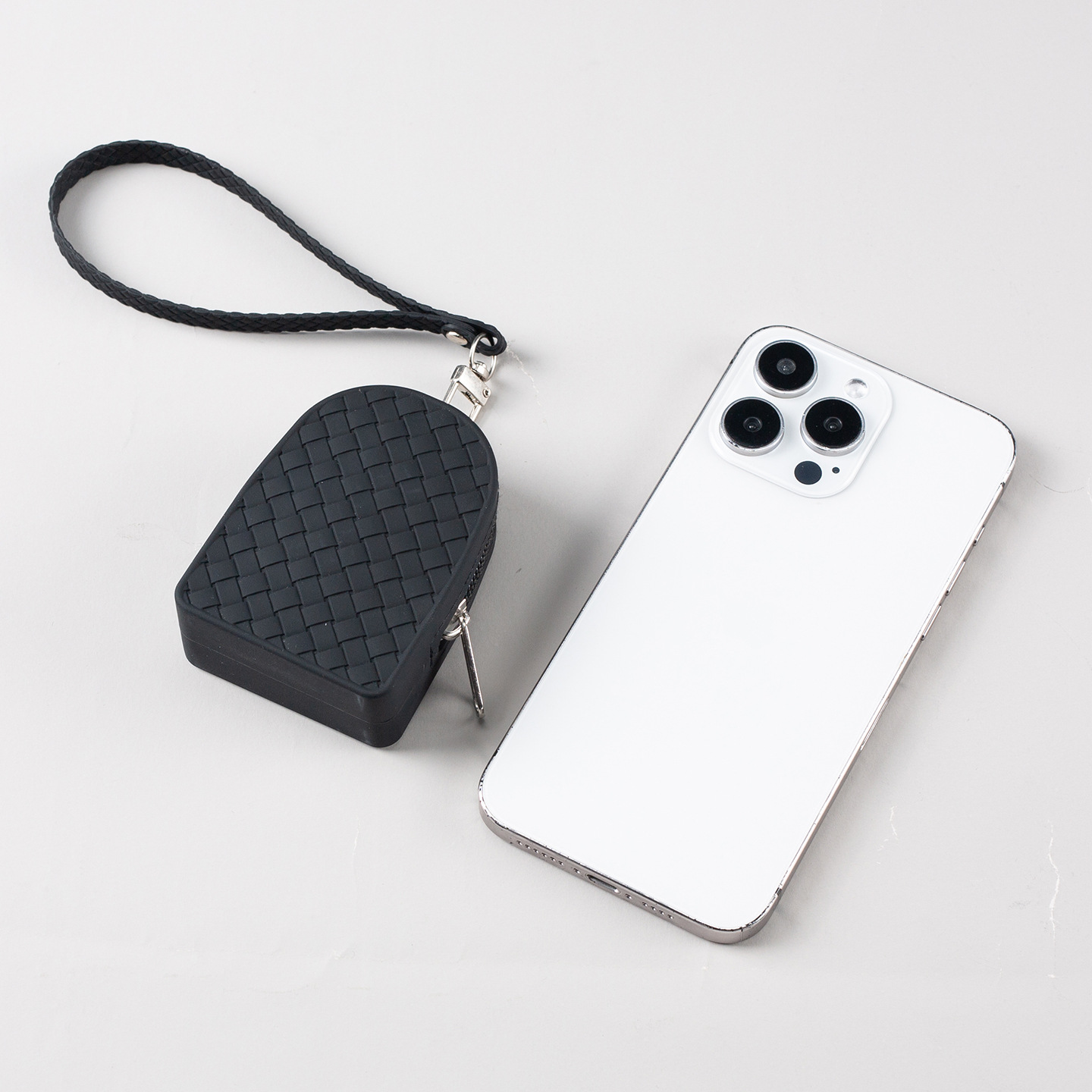 Cartera individual mujer cremallera tejido simple monedero de silicona exquisito bolso de tarjeta de moda auricular cable de datos bolsa de almacenamiento