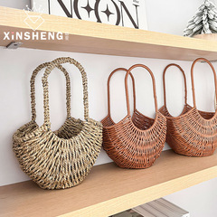 芯苼 韓式復古編織手提花籃藤編花籃花藝插花手工diy鮮花花束包裝