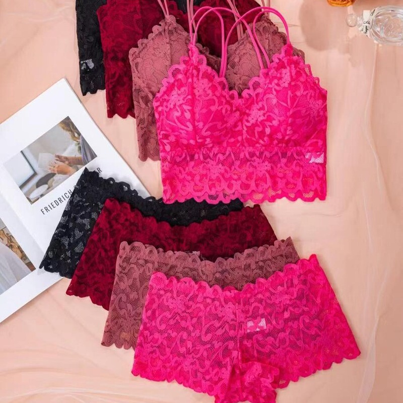 Cross-Border Women's Wireless Lace Backless Lingerie Set, Sexy, Comfortable, Breathable, New Style Two-Piece Lingerie Set for Women