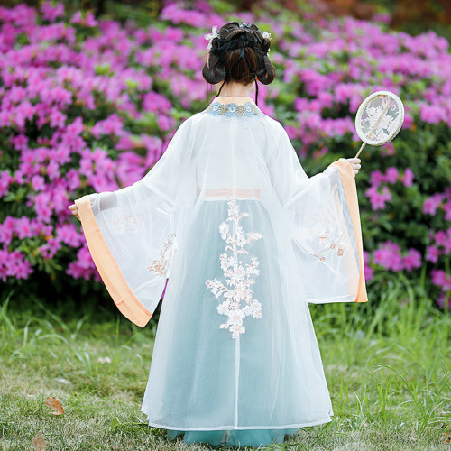 Children's long-sleeved Hanfu summer super fairy girl ancient costume Tang suit girl Chinese style ancient Hanfu skirt spring and autumn