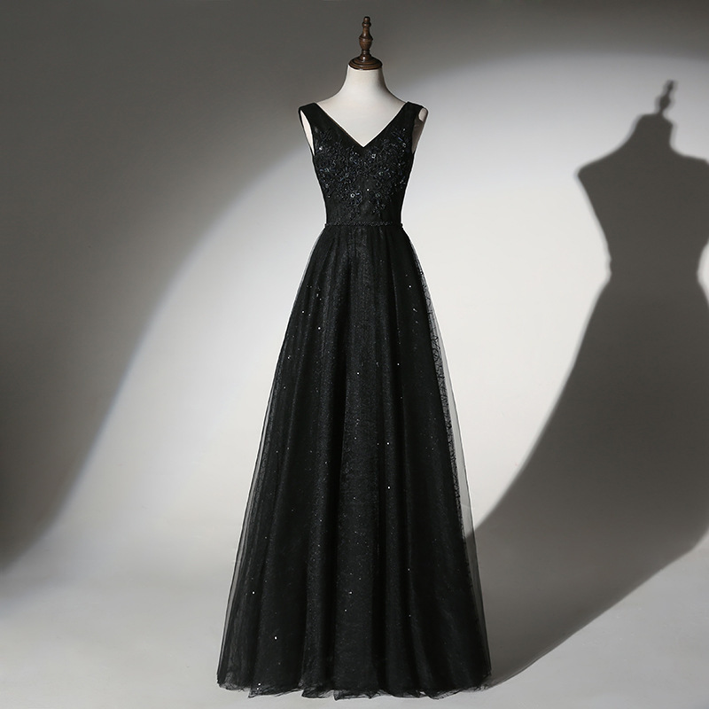 Black Evening Dress 2026 New Style Plus Size Slimming Annual Meeting Performance Banquet Host Socialite Long Dress