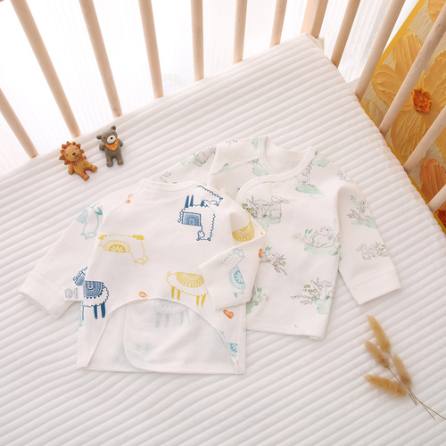 Spring, Autumn, Winter Pure Cotton Baby Half Back Shirt for Boys and Girls, Newborn Baby Clothes Sleepwear Top, Newborn Generation