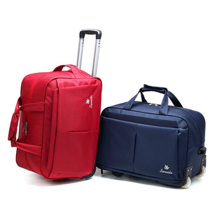 2024 factory new Korean style drawbar student schoolbag lightweight folding large capacity Oxford cloth single wheel drawbag can be set