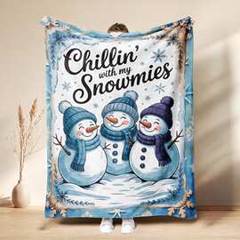 Christmas圣诞节可爱雪人午睡毯儿童礼物毯子Snowman法兰绒毛毯