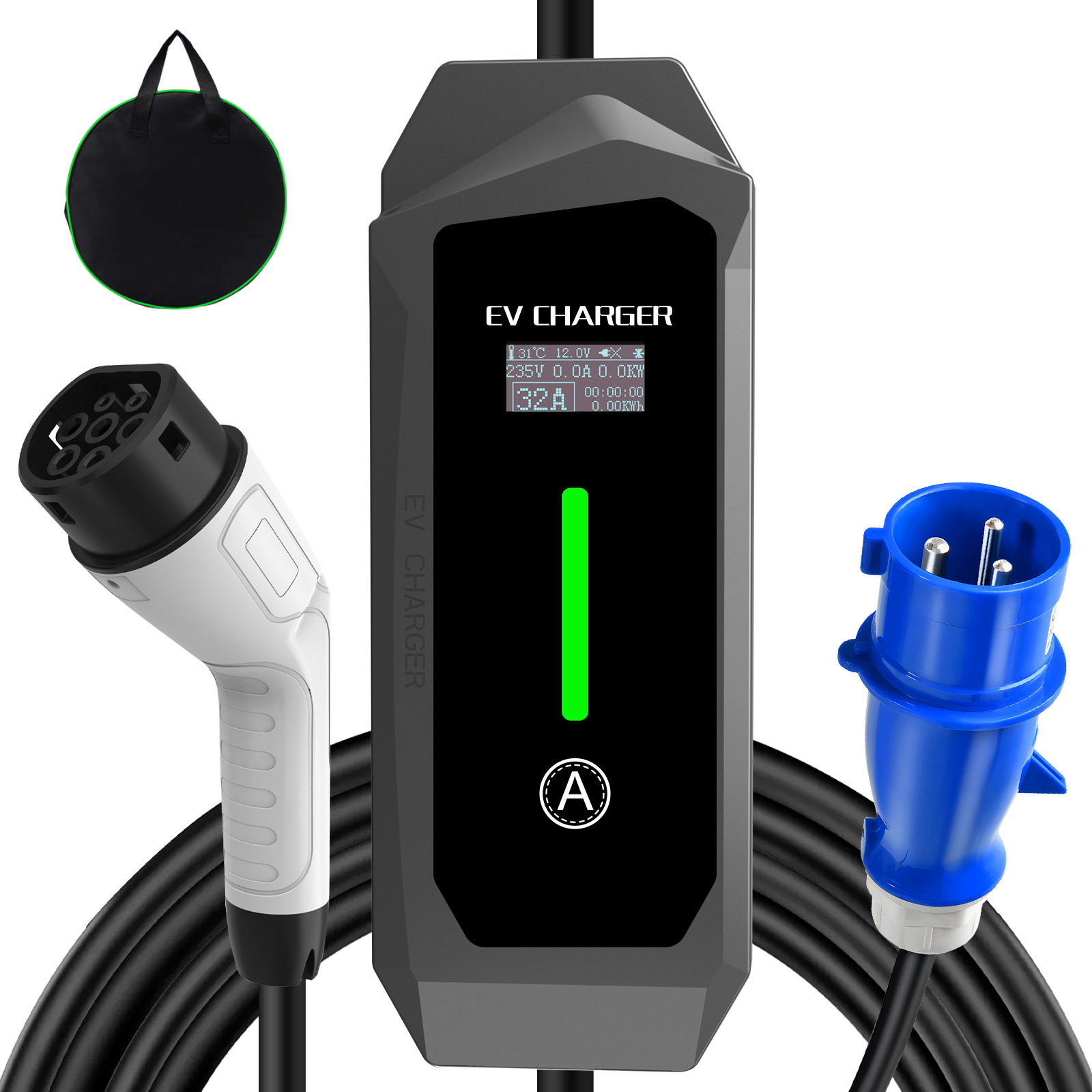 新能源充电枪器电动汽车欧标32A 7KW快充专用插头家用便携式放电