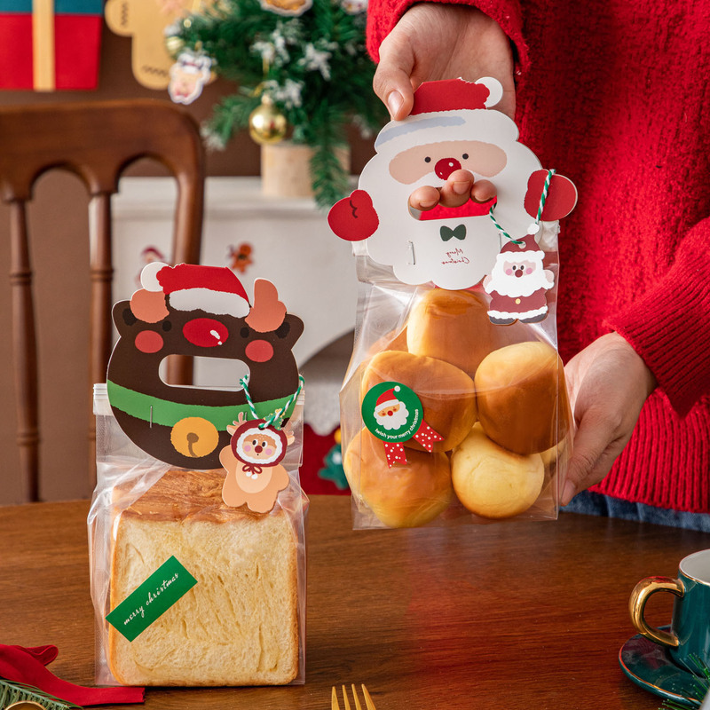 クリスマス包装袋トーストパン袋自封袋透明食品級手提げ袋貝果トースター封袋|undefined