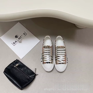 欧美B家时尚打印字母运动舒适板鞋女士平底鞋外穿时尚百搭帆布鞋p