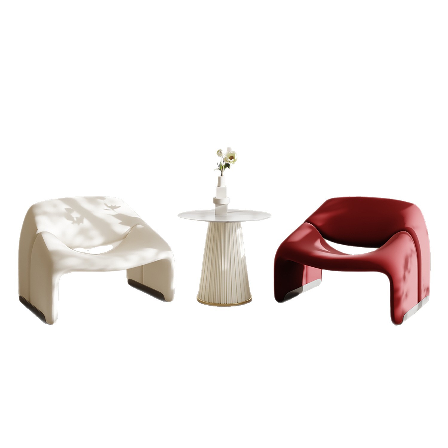 Francés color crema insofá perezoso salón de belleza club pequeño sala de estar mesa de negociación combinación de sillas
