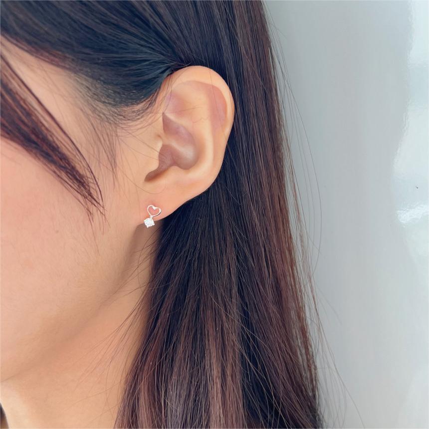 13g Weight Zircon Inlay Material Ear Studs Classification 1 Pair 925 Sterling Silver Zircon Heart Shape Ear Studs
