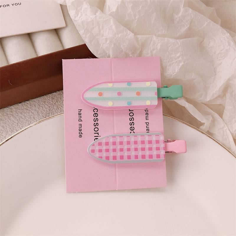 Un par de impresión de arco para niñas pinzas de cabello sin marcas de dibujos animados para mujeres adorables pinzas de cabello para el cabello de bordas rotas
