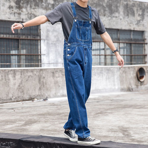 High-waisted Cropped Denim Pants for Women: Fashionable, Buttoned, Elegant Harajuku-Style Trendy Denim Overalls