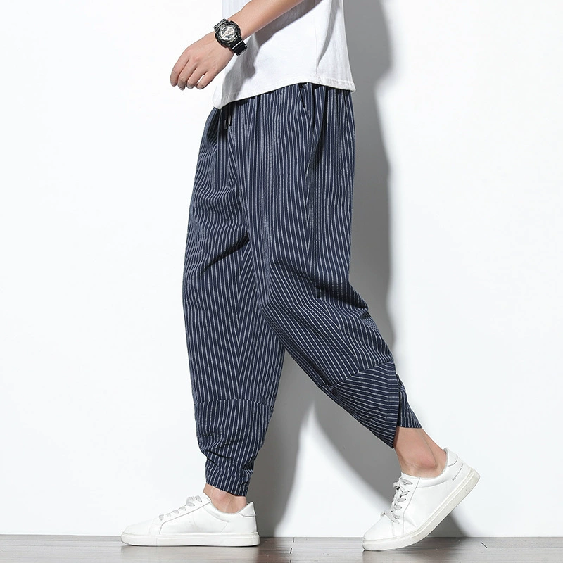 Chinese summer trousers, flashlight, 2021 collection, Chinese style, cotton and linen, plus size