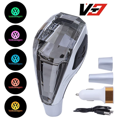 Crystal Gear Shift Knob for Cab and accessories - volkswagen-gray-crystal-with-light-on-both-sides