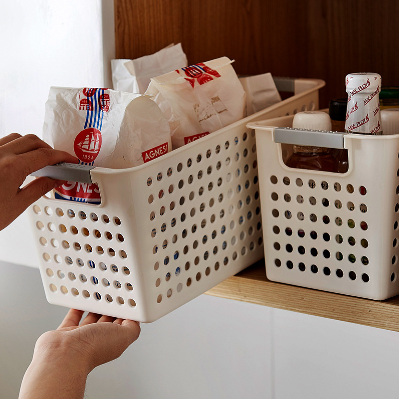 Cesta de almacenamiento de plástico de escritorio caja de almacenamiento de artículos diversos rectangular jardín de infantes snack juguetes cesto de almacenamiento para el hogar