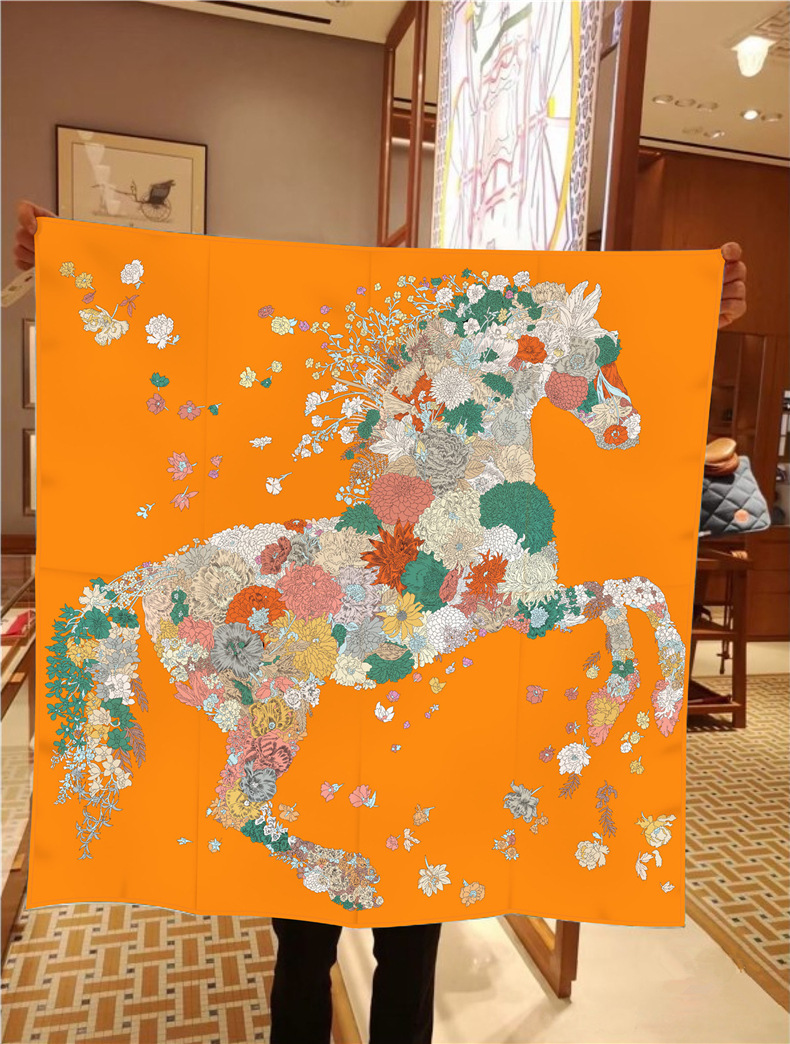 2023 Nuova sciarpa di lusso leggera quadrata stampata in seta twill di cavallo colorata_voghion.com