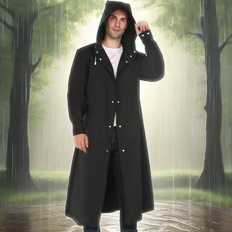 Cortavientos EVA impermeable transfronterizo de comercio exterior para hombres y mujeres al aire libre todo en uno poncho de lluvia en blanco y negro extra largo y grueso