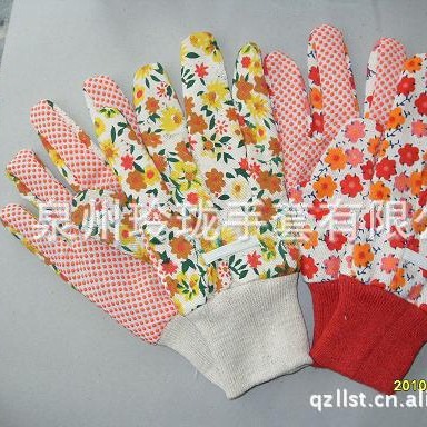厂家生产LL08点珠均匀防滑花园手套印花 园艺手套