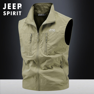 JEEP Jeep 2025 Spring and Autumn New Thin Vest Outdoor Fishing Photography Mountain Climbing Camping Vest Shoulder 2501