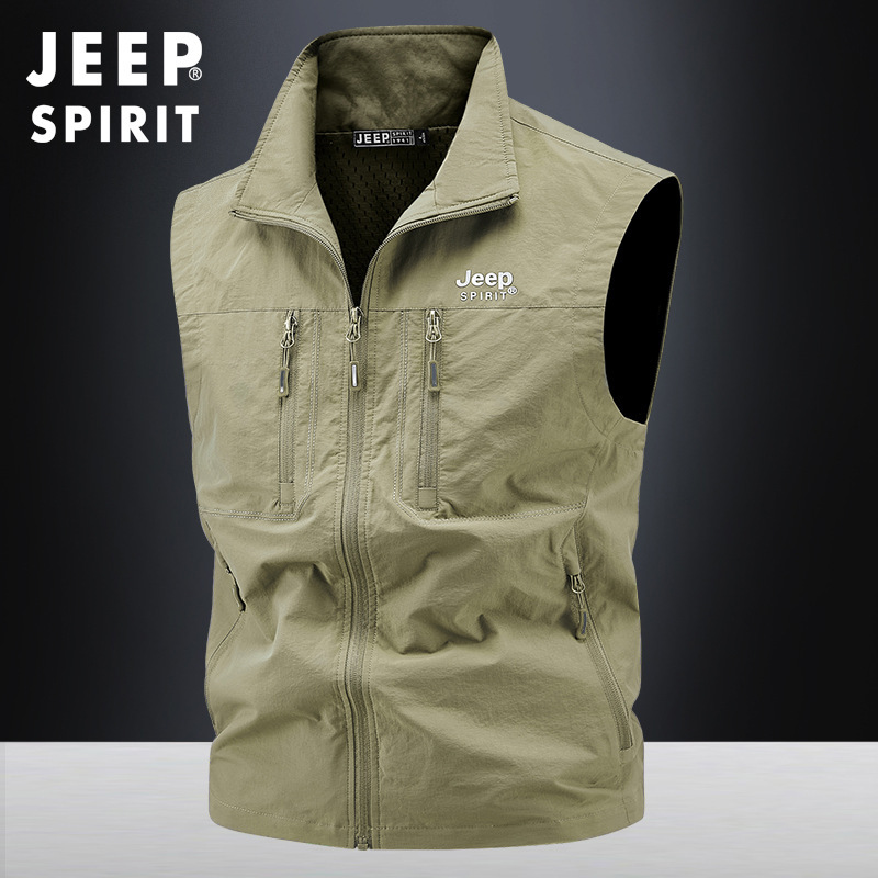 Jeep Casual 2025 Spring and Autumn New Thin Vest Outdoor Fishing Photography Hiking Camping Vest 2501