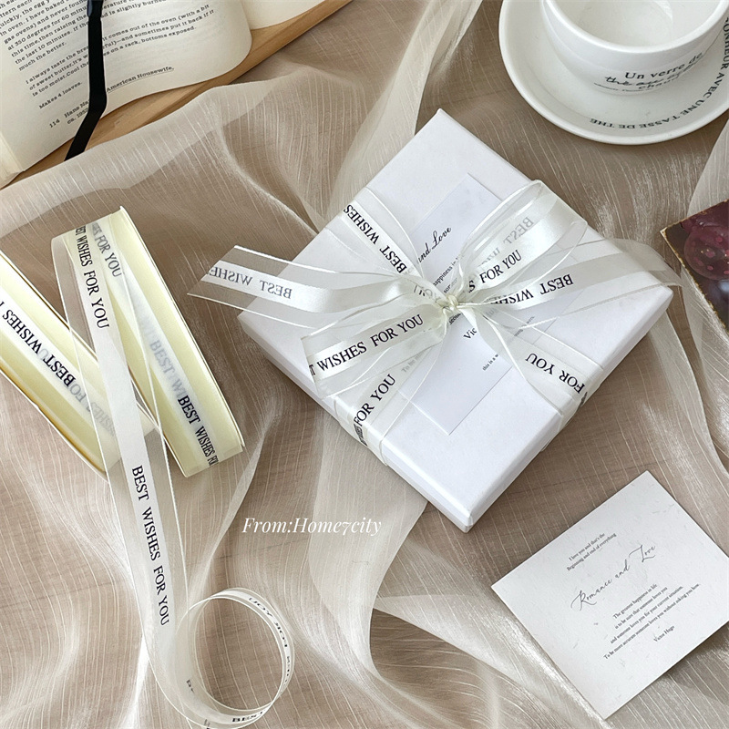 Ins Style English Snow Gauze Ribbon Gift Decoration Rope Flower Tie Bow Tie Beautiful Cream Color Ins Style English Snow Gauze Ribbon Gift Decoration Rope Flower Tie Bow Tie Beautiful Cream Color