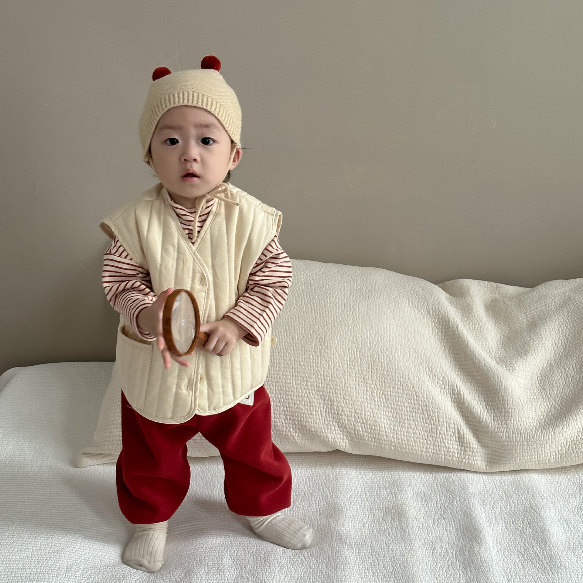 Baby invierno chaleco de algodón grueso chaleco de ropa infantil coreano bebé otoño invierno ropa de niños clip de caballo chaleco cardigán para niños