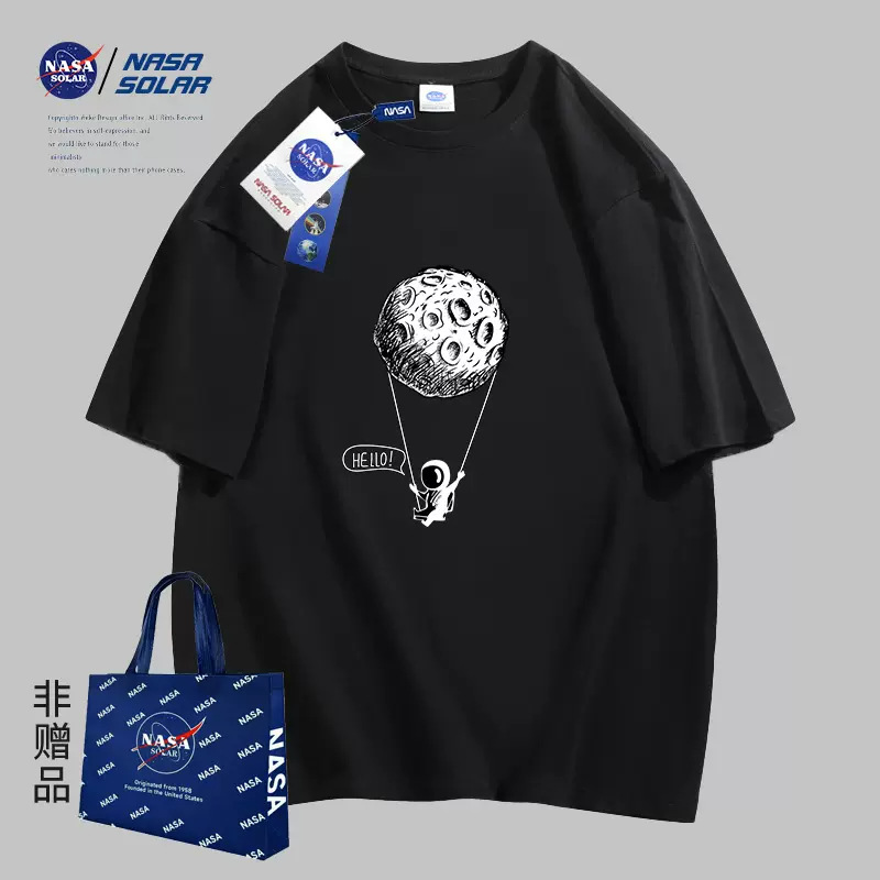 NASA SOLAR联名2024新款夏季卡通男女同款潮牌T恤短袖a1