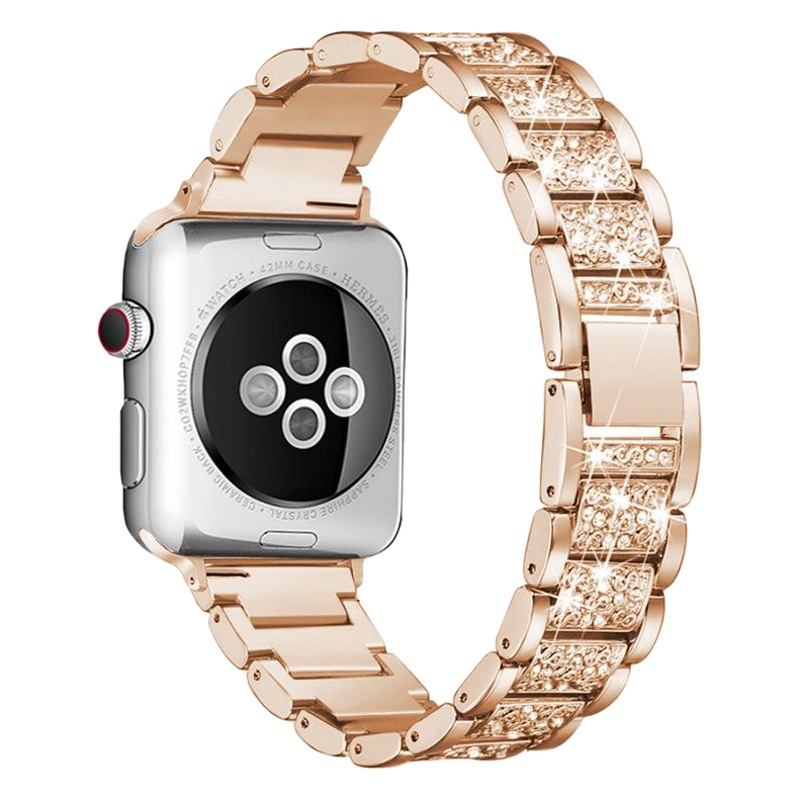 Adecuado para Apple reloj Correa moda metal sólido Acero inoxidable Apple reloj Correa diamante iwatch Correa