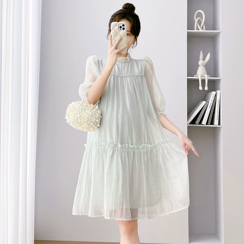 Summer clothing for pregnant, cute fashionable dress, short skirt, doll, new collection, Korean style, fitted, bright catchy style, for teenagers