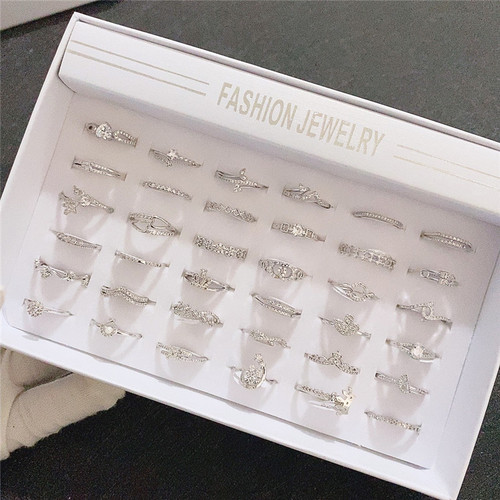 Korean-style fashionable exquisite micro-set zirconia ring, electroplated K-white gold color-preserving ring for women, factory direct sale wholesale