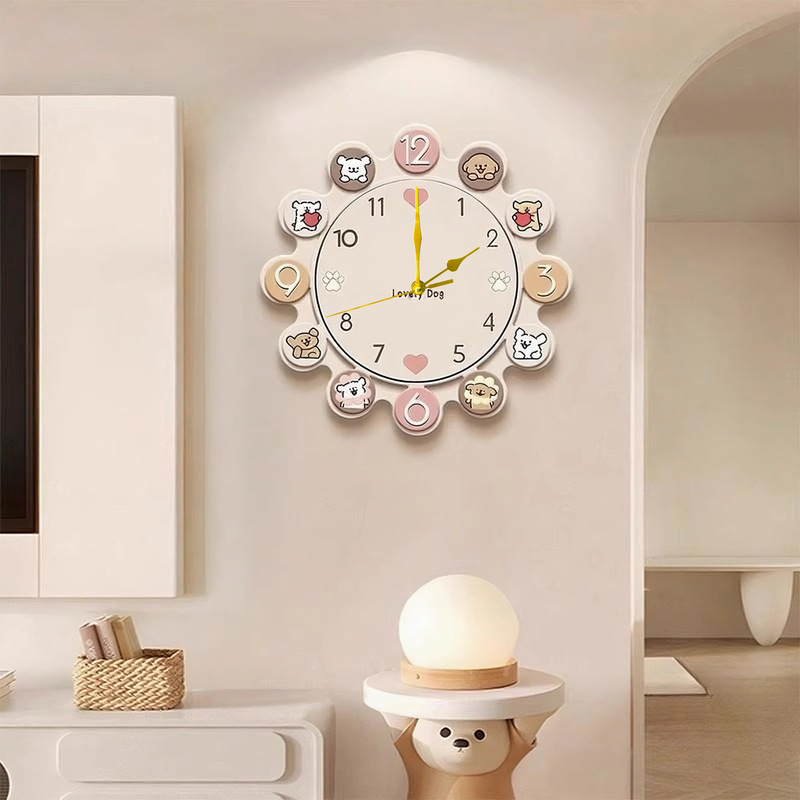 Wall Clock with Line Drawing of a Puppy, Simple Modern Style for Living Room, Home Use, Dining Room, Bedroom, Silent Clock