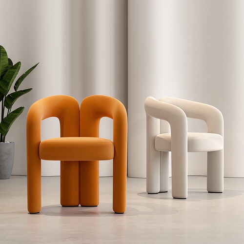 Xiaohongshu New Nail Stool for Home Use, Internet Celebrity Bedroom Vanity Chair, Modern Cream Style Designer Backed Dining Chair
