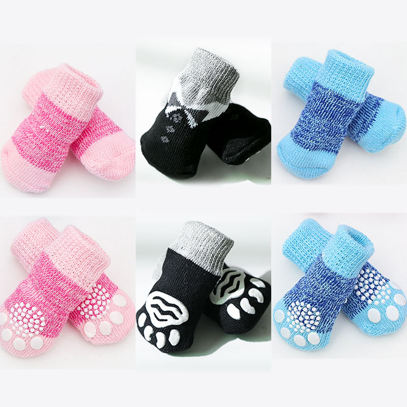 Mascota perro gato pequeño mediano y grande perro otoño e invierno cálido calcetines elásticos Teddy francés cubo Bomei zapatos Accesorios Suministros