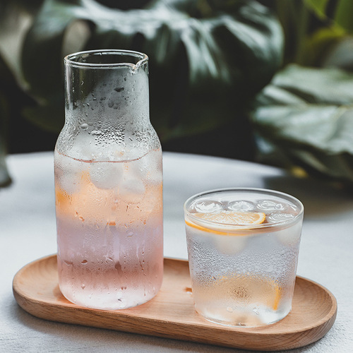 Household one-person drinking glass teapot with single cup simple breakfast cup juice cup Internet celebrity milk glass water cup