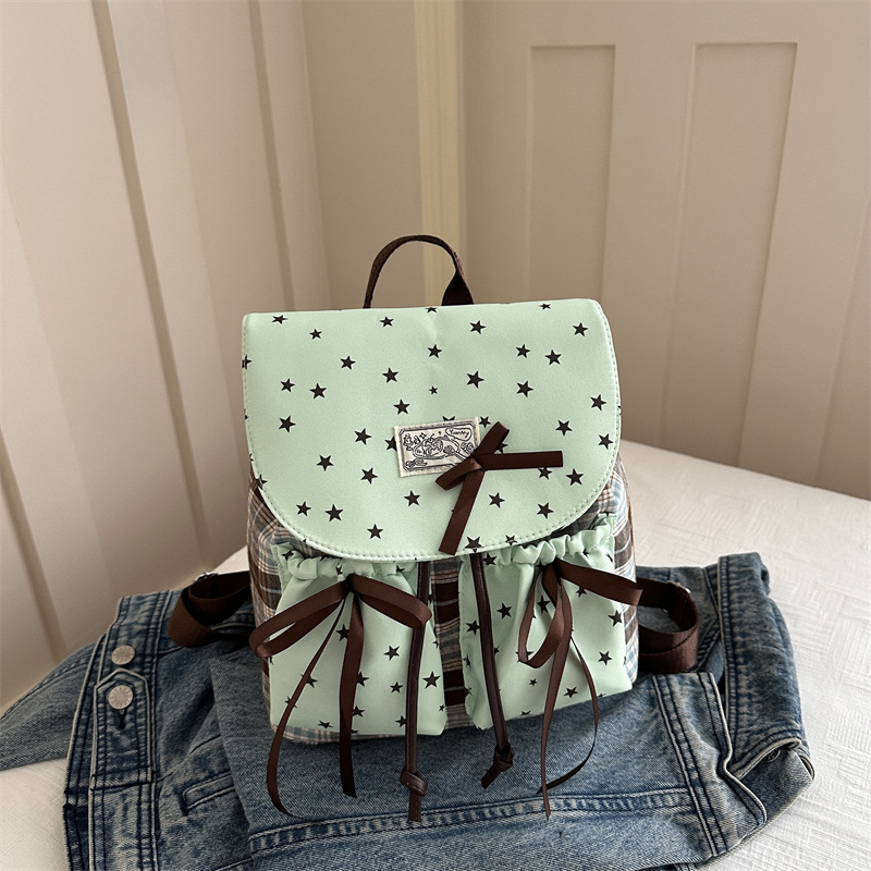 Small Retro Oxford Fabric Drawstring Backpack For Women High End_voghion.com
